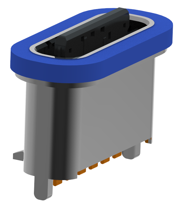 XB-TYPE C 6P-12X 立插防水母座L=7.15mm(带钢片)(锌合金外壳)